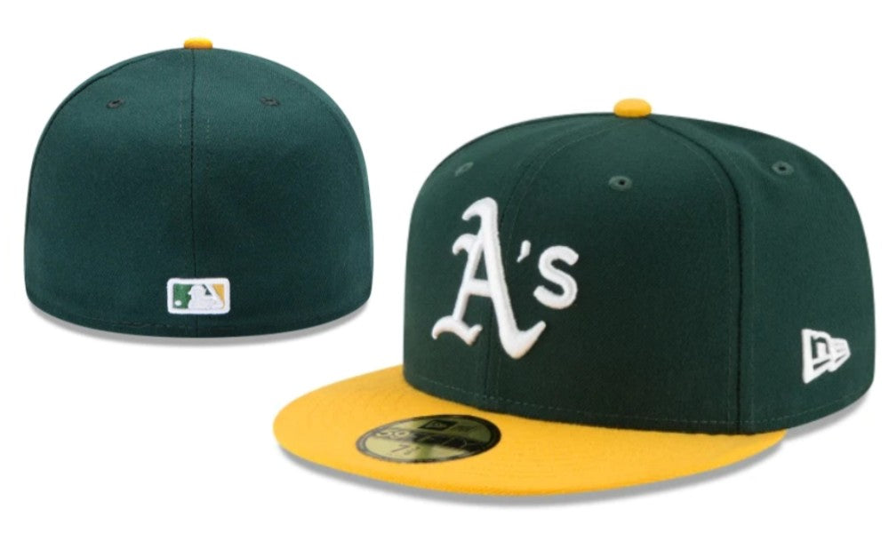 Oakland Athletics Green and Gold Fitted Cap with Classic Logo