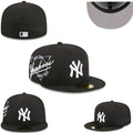 New York Yankees Snapback Hat with Classic Logo and Script Embroidery – Black