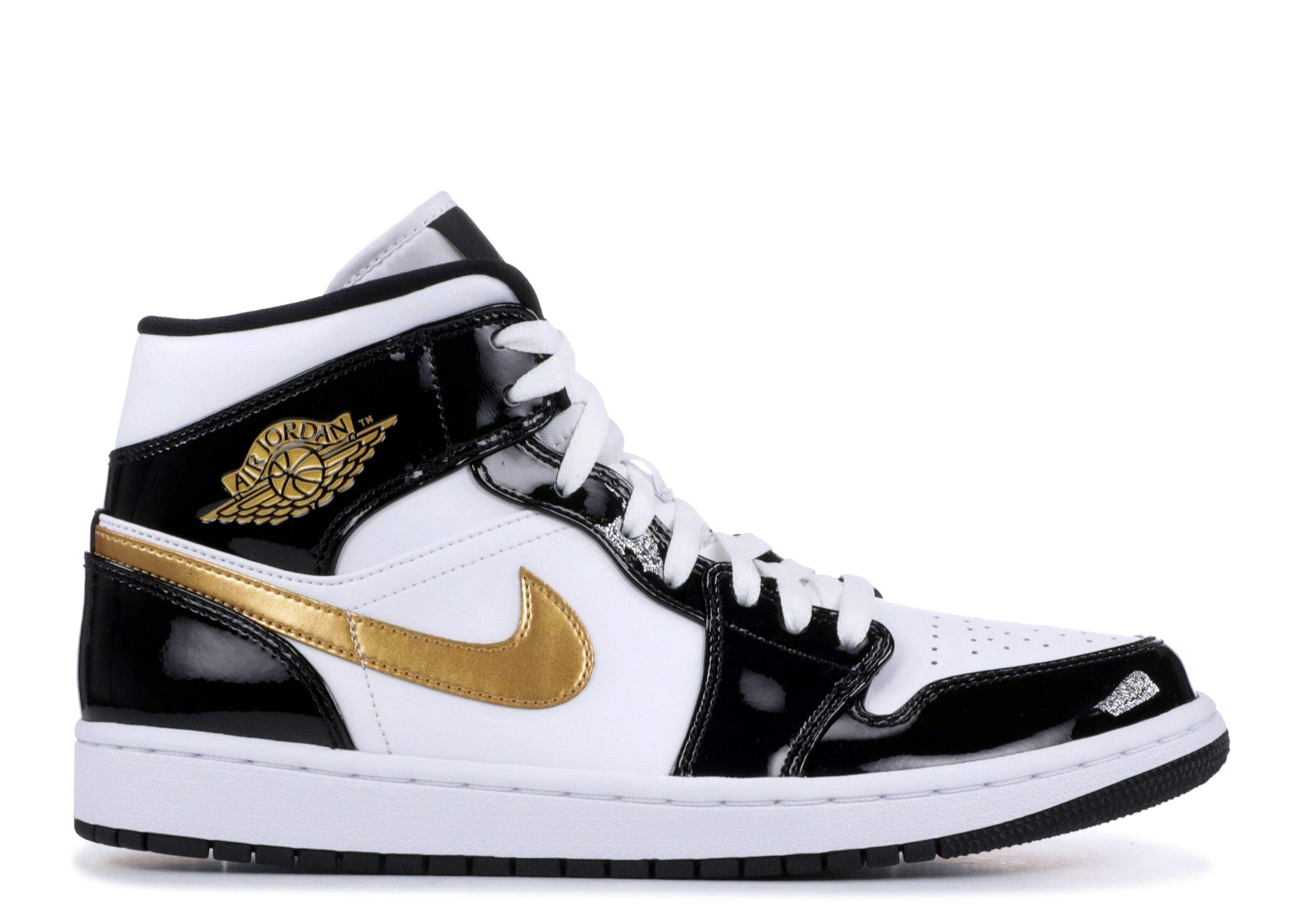 Air Jordan 1 Mid Patent ¡®Black Gold¡¯ Unfading Sneaker
